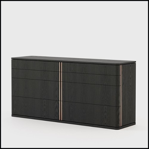 Commode en bois massif finition frêne noir 74-Aroa Large
