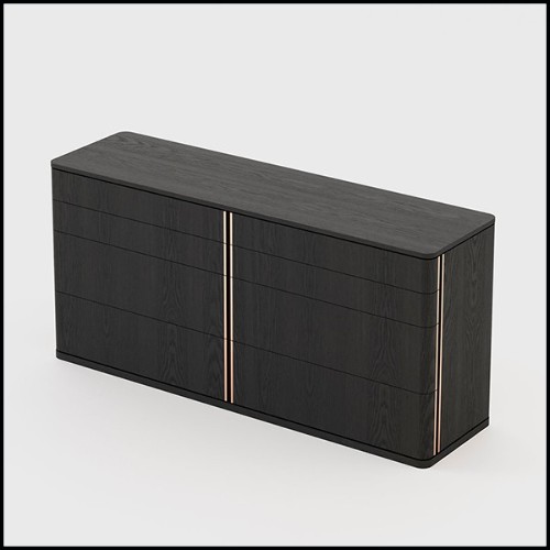 Commode en bois massif finition frêne noir 74-Aroa Large