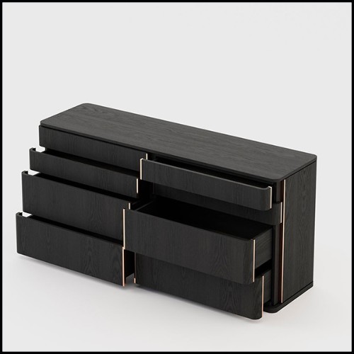 Commode en bois massif finition frêne noir 74-Aroa Large