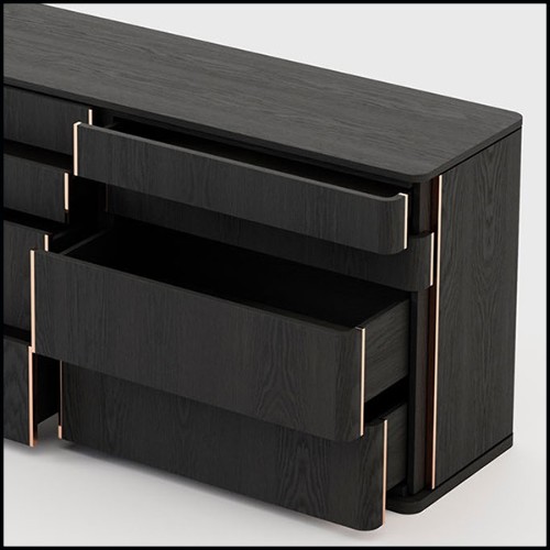 Commode en bois massif finition frêne noir 74-Aroa Large