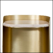 Table d'appoint laiton finition vieillie et travertin 157-Curved Brass