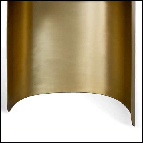 Side Table in aged finish with travertine 157-Curved Brass