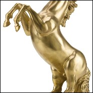 Sculpture étalon cabré plaqué or 24k