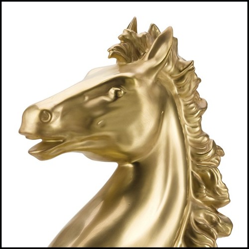 Sculpture étalon cabré plaqué or 24k