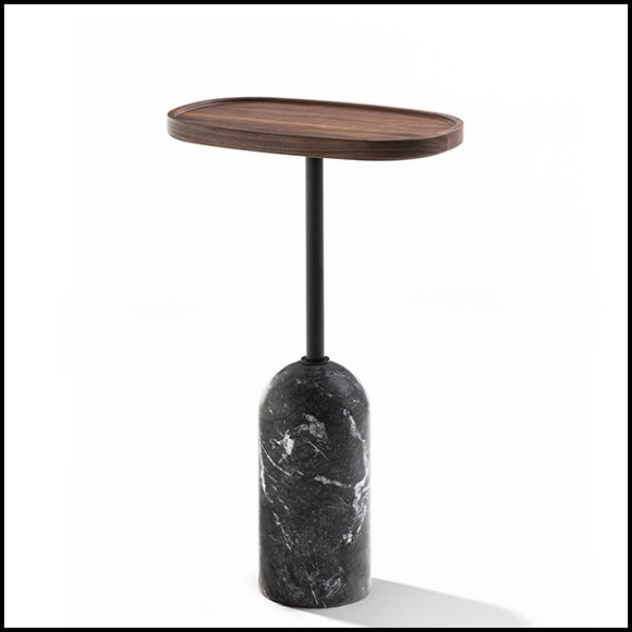 Table d'appoint ovale en marbre et métal avec plateau en noyer 163-Stelle Oval