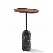 Side table in marble and metal and solid walnut 163-Stelle Oval