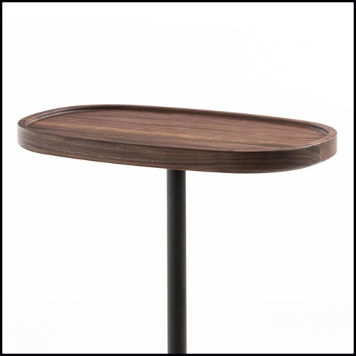 Side table in marble and metal and solid walnut 163-Stelle Oval