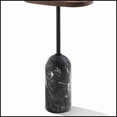 Table d'appoint ovale en marbre et métal avec plateau en noyer 163-Stelle Oval