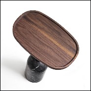 Side table in marble and metal and solid walnut 163-Stelle Oval