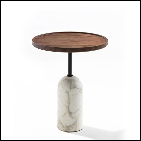 Side Table round in marble with metal and solid walnut 163-Stelle Round