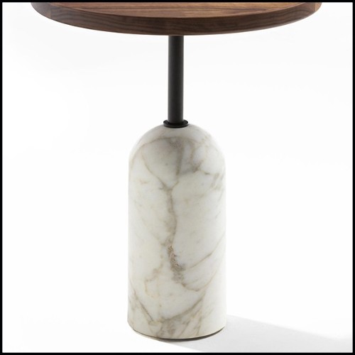 Side Table round in marble with metal and solid walnut 163-Stelle Round