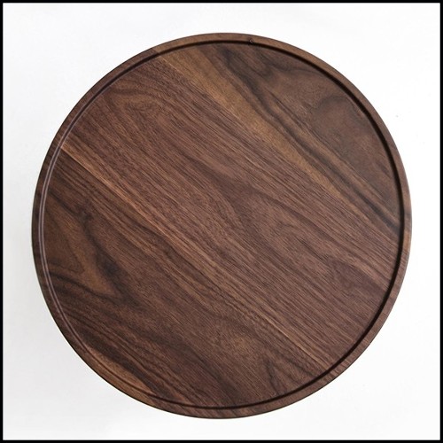 Side Table round in marble with metal and solid walnut 163-Stelle Round