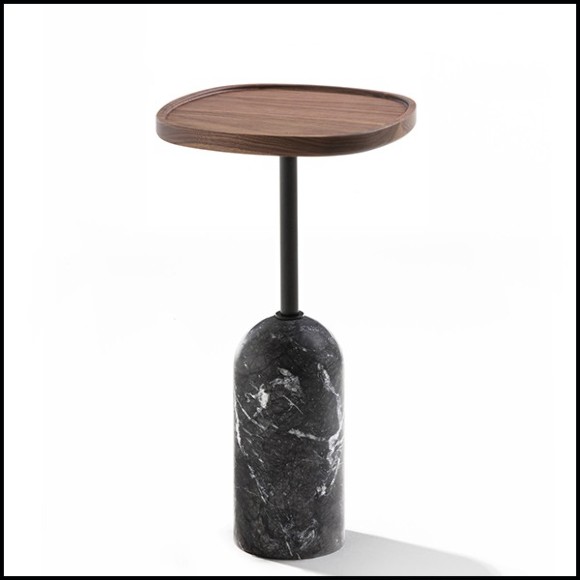 Table d'appoint carrée en marbre et métal avec noyer massif 163-Stelle Square