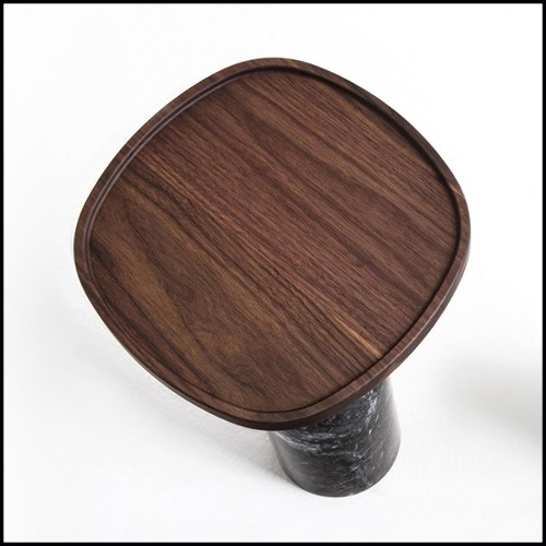Side Table with marble and metal and with solid walnut 163-Stelle