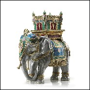 Sculpture Elephant in porcelain and 24k gold 196-Green Elephant