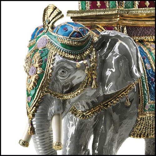 Sculpture Eléphant en porcelaine et or 24k 196-Green Elephant