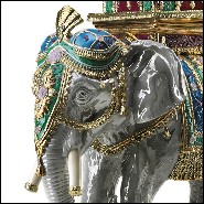 Sculpture Elephant in porcelain and 24k gold 196-Green Elephant