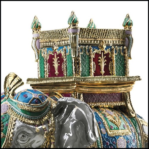 Sculpture Eléphant en porcelaine et or 24k 196-Green Elephant