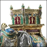 Sculpture Elephant in porcelain and 24k gold 196-Green Elephant