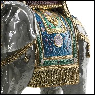 Sculpture Elephant in porcelain and 24k gold 196-Green Elephant