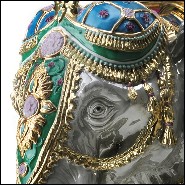 Sculpture Elephant in porcelain and 24k gold 196-Green Elephant