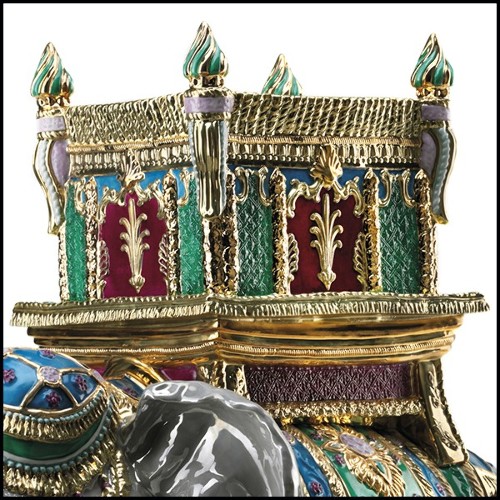 Sculpture Eléphant en porcelaine et or 24k 196-Green Elephant
