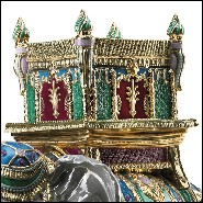 Sculpture Elephant in porcelain and 24k gold 196-Green Elephant