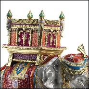 Sculpture Elephant in porcelain and 24k gold Red 196-Elephant