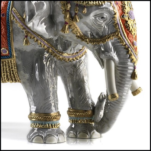 Sculpture éléphant en porcelaine et or 24k 196-Red Elephant
