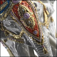 Sculpture Elephant in porcelain and 24k gold Red 196-Elephant