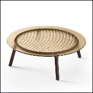 Table basse avec motif cannage sur verre ambré 146-Cane Amber