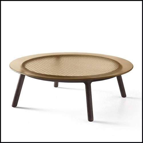 Coffee Table with cane pattern on amber glass 146-Cane Amber