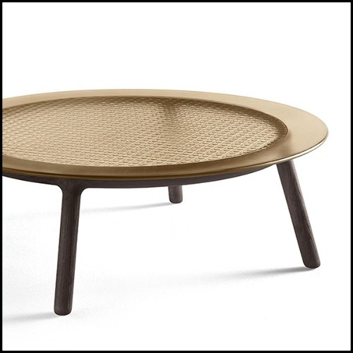 Coffee Table with cane pattern on amber glass 146-Cane Amber