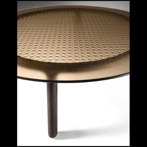 Table basse avec motif cannage sur verre ambré 146-Cane Amber