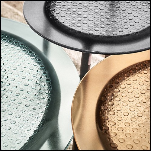 Coffee Table with cane pattern on amber glass 146-Cane Amber