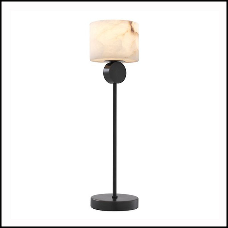 Table Lamp bronze highlight and alabaster 24-Etruscan
