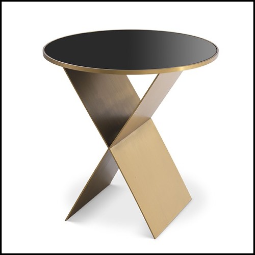 Side Table X shaped black glass top 24-Fitch S