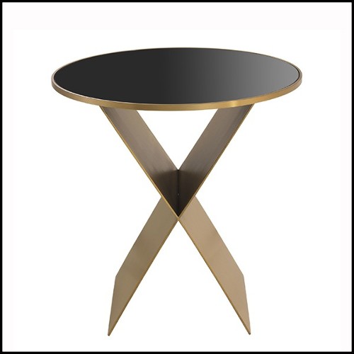 Table d'appoint forme de X avec verre noir 24-Fitch S
