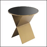 Side Table X shaped black glass top 24-Fitch S