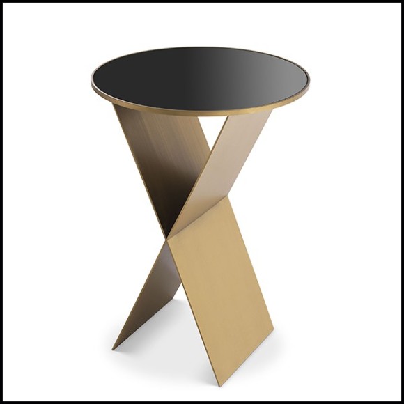 Side Table X shaped with black glass top 24-Fitch L