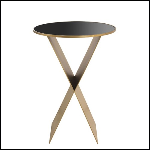 Side Table X shaped with black glass top 24-Fitch L