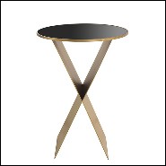 Side Table X shaped with black glass top 24-Fitch L