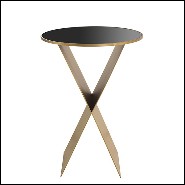 Table d'appoint forme de X et verre noir 24-Fitch L