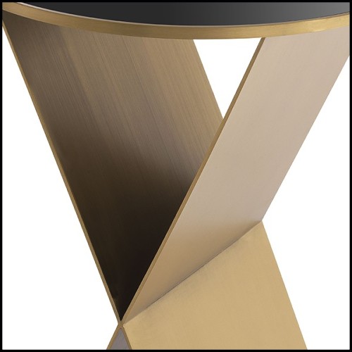 Side Table X shaped with black glass top 24-Fitch L