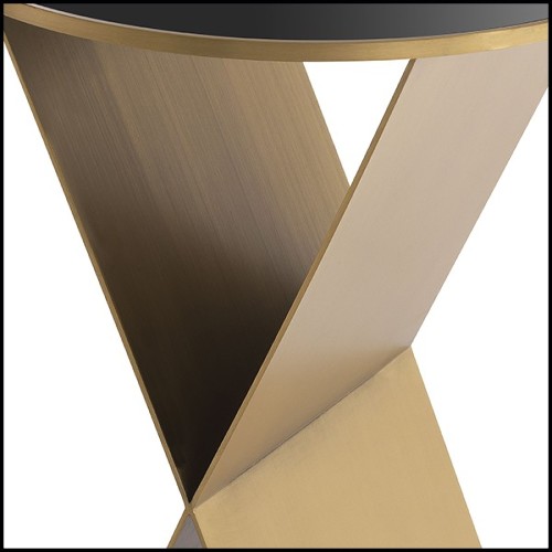 Table d'appoint forme de X et verre noir 24-Fitch L