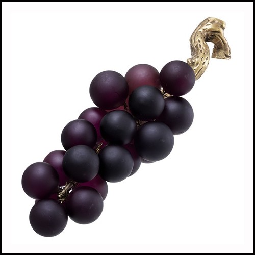 Décoration grappe de raisins en verre violet et laiton 24-French Grapes