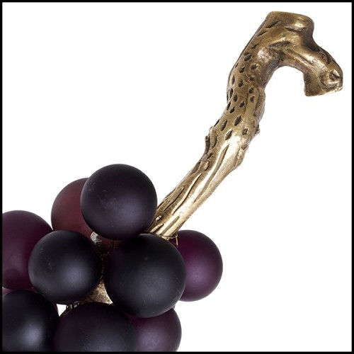 Décoration grappe de raisins en verre violet et laiton 24-French Grapes