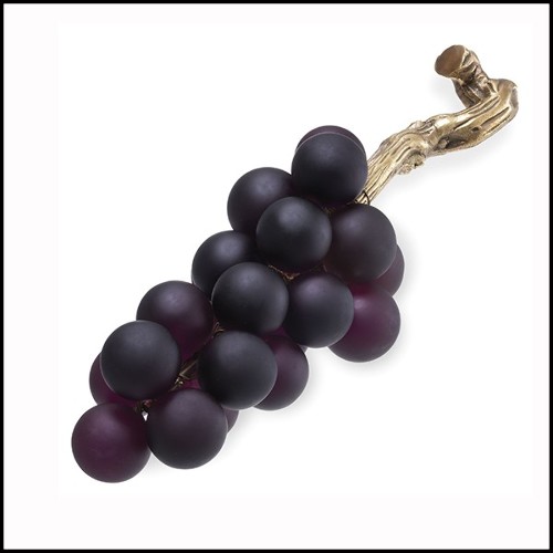 Décoration grappe de raisins en verre violet et laiton 24-French Grapes