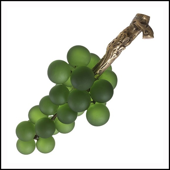 Décoration grappe de raisins en verre vert et laiton 24-Green Grapes