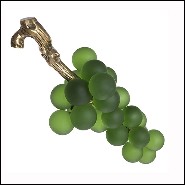 Décoration grappe de raisins en verre vert et laiton 24-Green Grapes